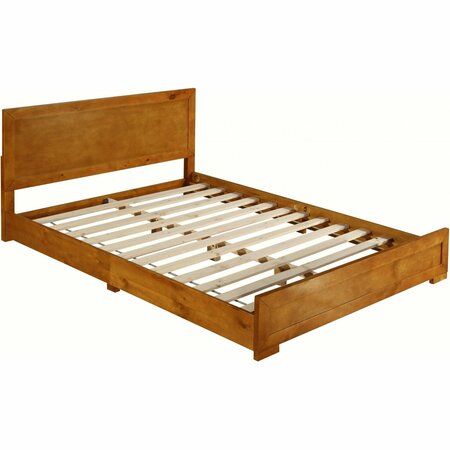 Homeroots 35.4 x 63 x 82.3 in. Oak Wood Queen Size Platform Bed 397085